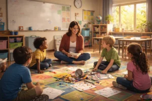 Teacher applying Teacher skills during playtime